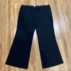 Black linen zipper drawstring pants
